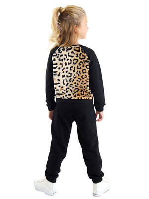 Plush Leopard Girl Black Tracksuit