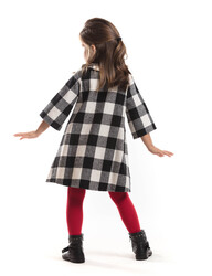 Ponpon Kız Çocuk Ekose Elbise - Thumbnail