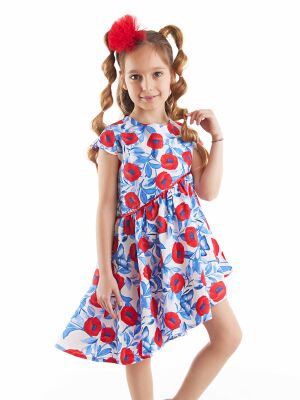 Poppy Red&Blue Poplin Girl Dress - 1