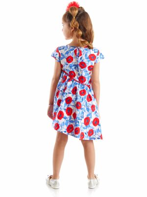 Poppy Red&Blue Poplin Girl Dress - 2