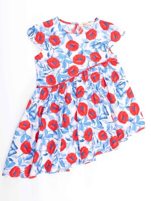 Poppy Red&Blue Poplin Girl Dress - 3