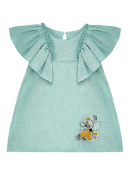 Princess Muslin Girl Green Dress - 3