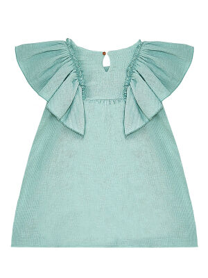 Princess Muslin Girl Green Dress - 4