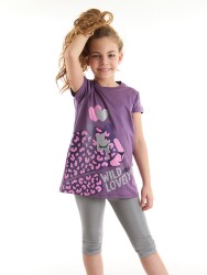 Purple Leopard Girl T-shirt&Leggings Set - 1