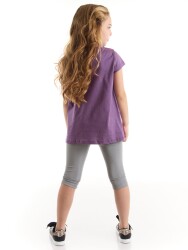 Purple Leopard Girl T-shirt&Leggings Set - 2