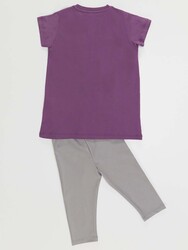 Purple Leopard Girl T-shirt&Leggings Set - Thumbnail