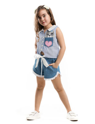 Raccoon Denim Shorts Set - 1