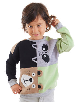 Raccoon&Bear Boy Color Block Sweatshirt - 1