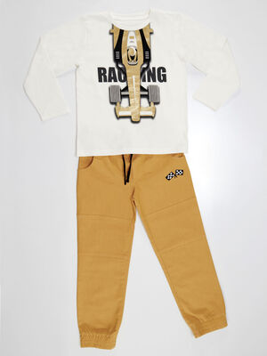 Racing Boy T-shirt&Gabardine Pants Set