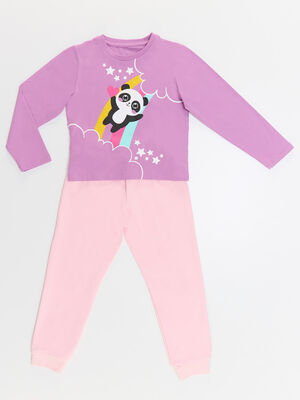 Rainbow Panda Girl T-shirt&Pants Set