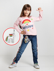 Rainbow Unicorn Kız Kot Takım - 1