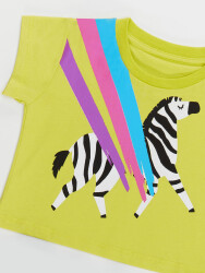 Rainbow Zebra Girl T-shirt&Skirt Set - 5