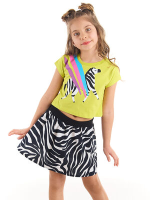 Rainbow Zebra Girl T-shirt&Skirt Set