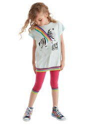 Rainbow Zebra Kız Çocuk T-shirt Tayt Takım - 1