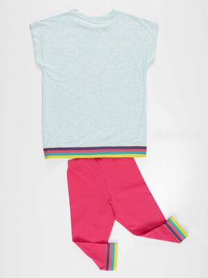 Rainbow Zebra Kız Çocuk T-shirt Tayt Takım