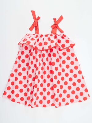 Red Dots Girl Pink Poplin Dress - 3