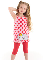 Red Dotted Girl Blouse&Leggings Set - 1