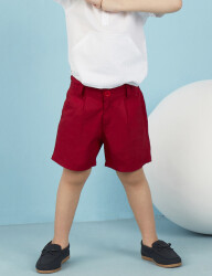 Red Flat-Front Boy Gabardine Shorts - 1