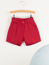 Red Flat-Front Boy Gabardine Shorts - 3