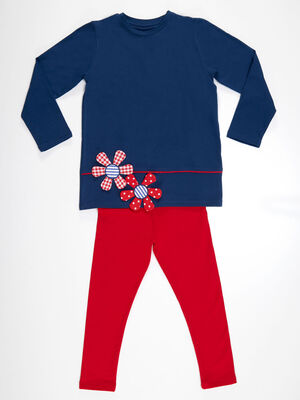 Red Flowers Girl T-shirt&Leggings Set - 3