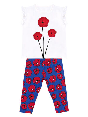 Red Poppy Girl T-shirt&Leggings Set - 3