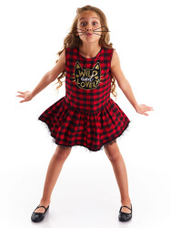 Red&Black Plaid Girl Dress - 1