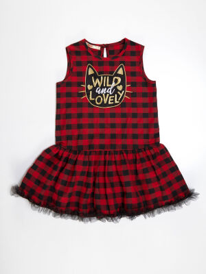 Red&Black Plaid Girl Dress - 3