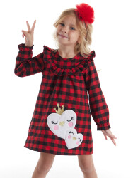 Red&Black Plaid Heart Girl Dress - 1