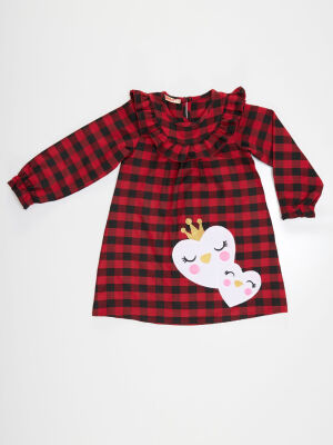 Red&Black Plaid Heart Girl Dress - 3