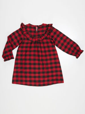 Red&Black Plaid Heart Girl Dress - 4