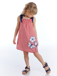 Red&White Poplin Girl Dress - 1