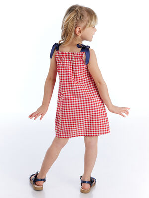 Red&White Poplin Girl Dress - 2