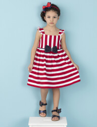 Red&White Striped Girl Dress - 1