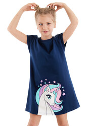 Renkli Unicorn Kız Çocuk Elbise - Thumbnail