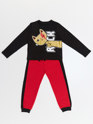 Rock Kedi Kız Çocuk Pantolon T-shirt Takım - Thumbnail