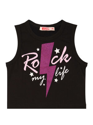 Rock Life Kız Çocuk Siyah Pembe Yazlık Crop T-shirt Şort Takım - 5