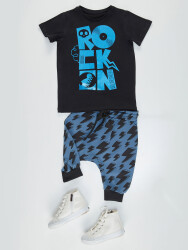 Rock On Erkek Çocuk T-shirt Kapri Şort Takım - 3