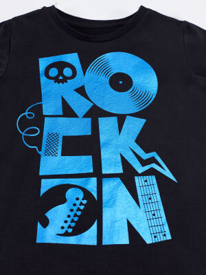 Rock On Erkek Çocuk T-shirt Kapri Şort Takım - 5