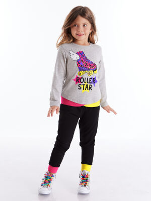 Roller Star Kız Çocuk Kışlık T-shirt Pantolon Takım - 1