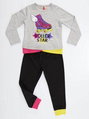 Roller Star Kız Çocuk Kışlık T-shirt Pantolon Takım - 3