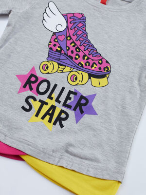 Roller Star Kız Çocuk Kışlık T-shirt Pantolon Takım - 5