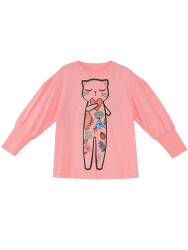 Romantic Cat Girl Pink T-shirt and Leggings Set - 5