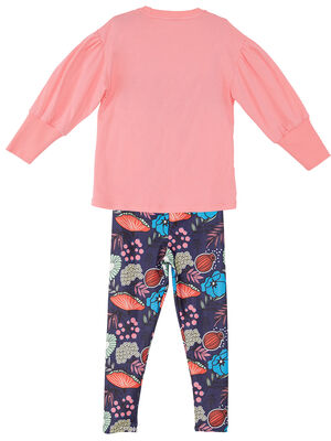 Romantic Cat Girl Pink T-shirt and Leggings Set