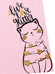 Romantik Kedi Kız Çocuk Elbise - Thumbnail