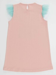 Romantik Kuğu Kız Çocuk Pembe Elbise - Thumbnail