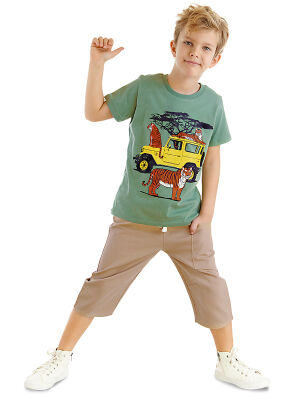 Safari Boy T-shirt&Twill Capri Pants Set - 1