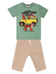 Safari Boy T-shirt&Twill Capri Pants Set - 3