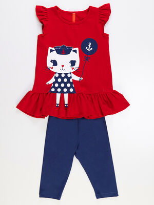 Sailor Cat Girl Tunic&Leggings Set