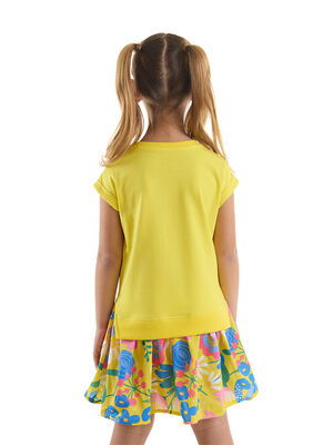 Sarı Çiçekli Kız Çocuk Elbise
