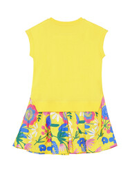 Sarı Çiçekli Kız Çocuk Elbise - Thumbnail